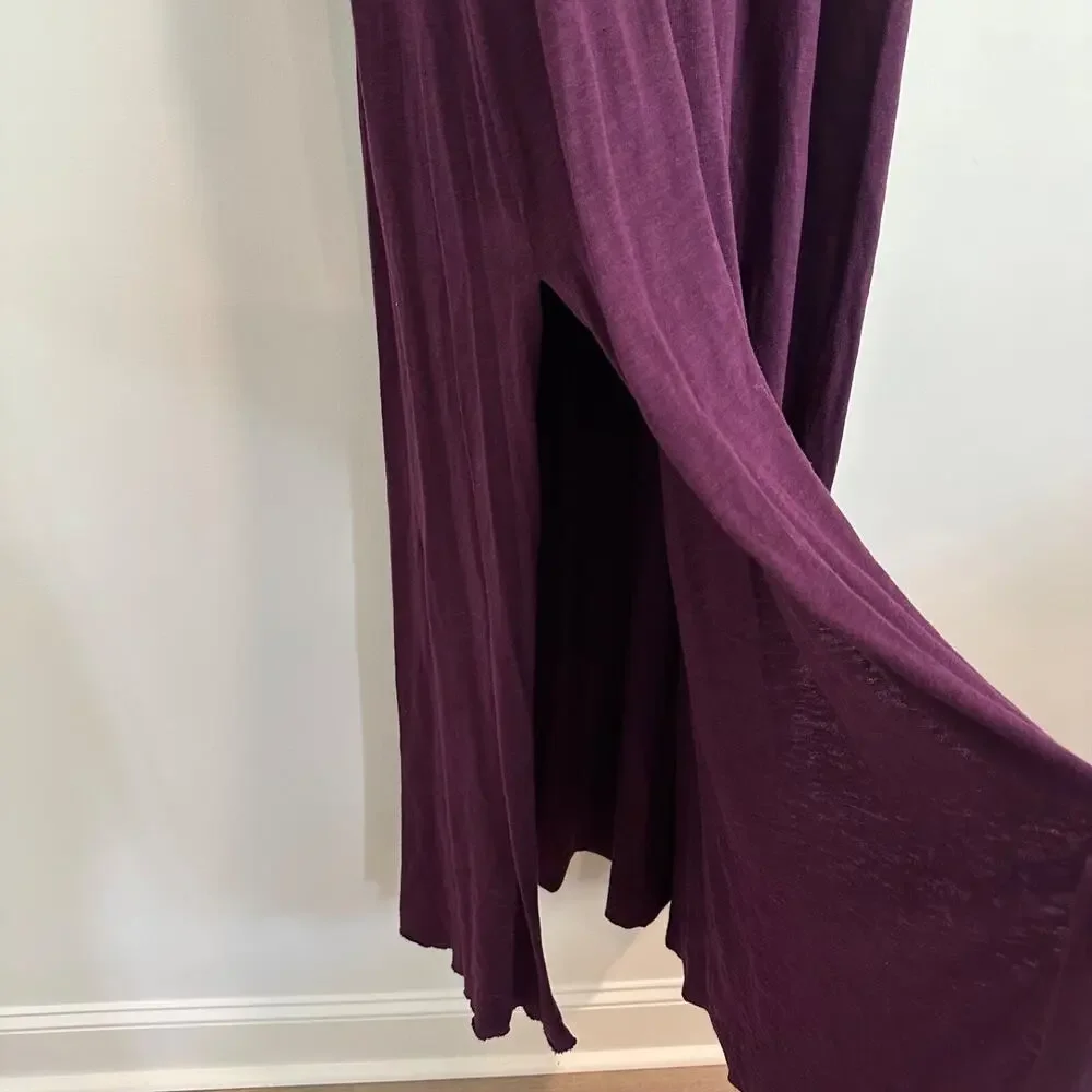Free People Beach Audrina Maxi Dress Size Large Cut Out Back Purple Short Sleeve
